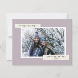 Cartes Pour Fêtes Annuelles Minimaliste Rétro Pastel Lilas Photo Personnalisée