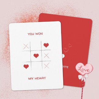 Cartes Pour Fêtes Annuelles Minimaliste rouge et blanc tic-tac-toe Valentine's