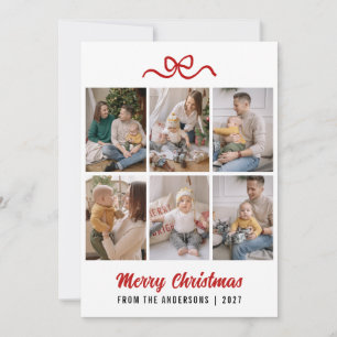 Cartes Pour Fêtes Annuelles Minimaliste Ruban Rouge Joyeux Noël Multi Photo