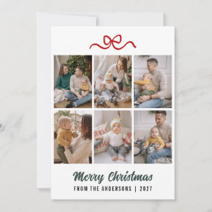 Cartes Pour Fêtes Annuelles Minimaliste Ruban Rouge Joyeux Noël Multi Photo