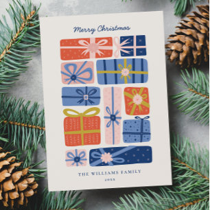 Cartes Pour Fêtes Annuelles Minimaliste scandinave avec des cadeaux colorés no