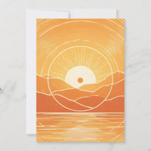 Cartes Pour Fêtes Annuelles Minimaliste Zen Montagne Océan Rétro Coucher de so