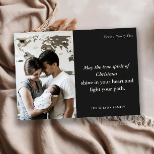 Cartes Pour Fêtes Annuelles Minimum 1 Photo Black & White Christmas Spirit