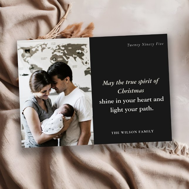 Cartes Pour Fêtes Annuelles Minimum 1 Photo Black & White Christmas Spirit (Créateur téléchargé)