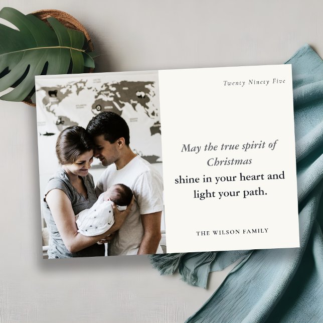 Cartes Pour Fêtes Annuelles Minimum 1 Photo Black & White Christmas Spirit (Créateur téléchargé)