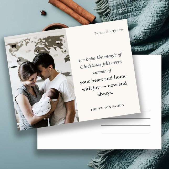 Cartes Pour Fêtes Annuelles Minimum 1 Photo Black & White Christmas Spirit (Créateur téléchargé)