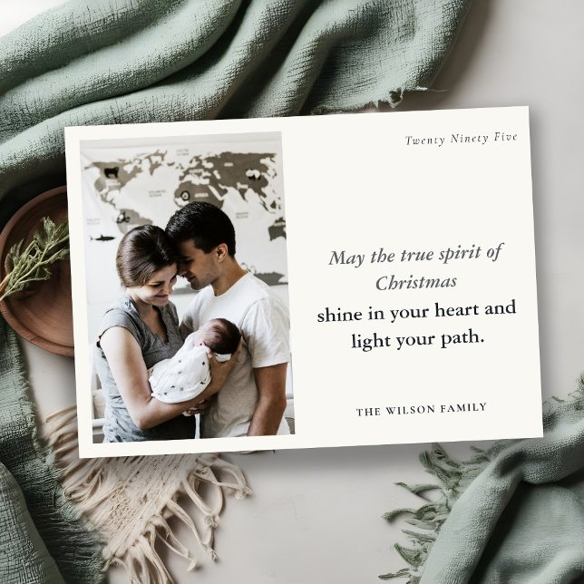 Cartes Pour Fêtes Annuelles Minimum 1 Photo Black & White Christmas Spirit (Créateur téléchargé)