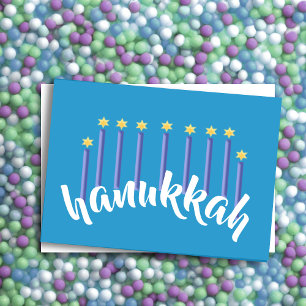 Cartes Pour Fêtes Annuelles Minorah Hanoukka Bougies étoile de David Bleu
