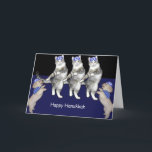Cartes Pour Fêtes Annuelles Minous de Hanoukka de danse<br><div class="desc">Arc de chiens au HanukKAT puissant. Chats de danse mignons de Hanoukka.</div>