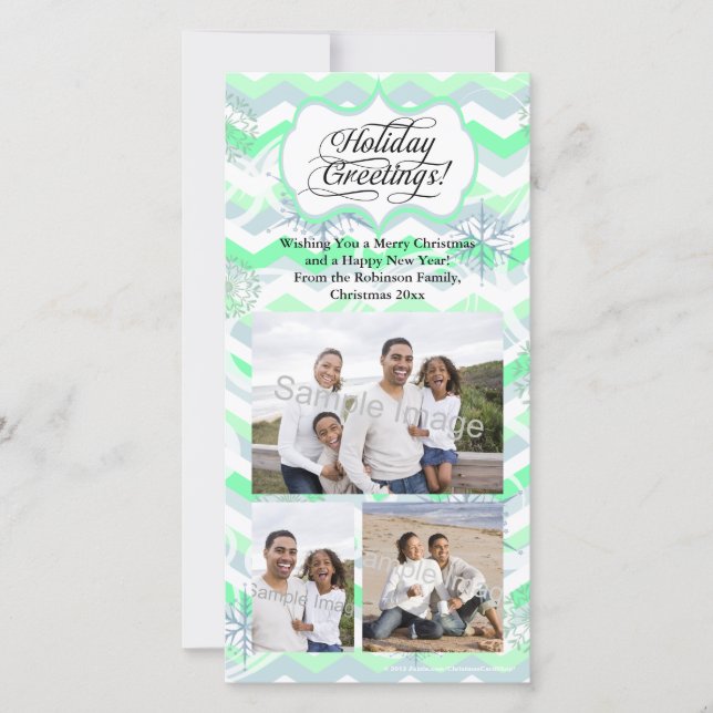 Cartes Pour Fêtes Annuelles Mint Chevron Holiday (Devant)