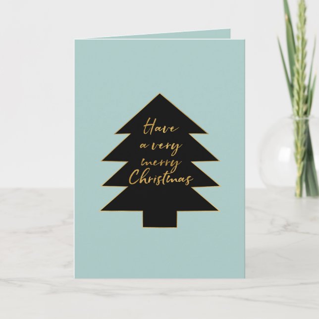 Cartes Pour Fêtes Annuelles Mint Gold Black Merry Christmas Tree (Devant)