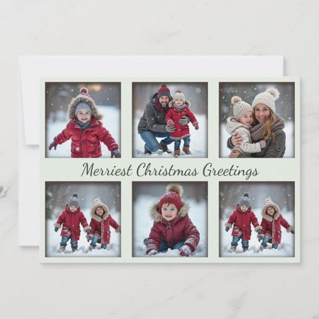 Cartes Pour Fêtes Annuelles Mint Green 6 photos voeux de Noël | Famille (Devant)