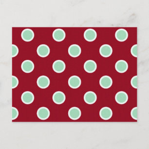 Cartes Pour Fêtes Annuelles Mint Green Polka Dots on Maroon Christmas Postcard