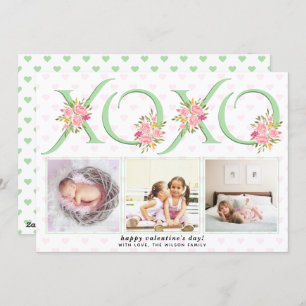 Cartes Pour Fêtes Annuelles Mint vert XOXO rose roses photo Valentines Day