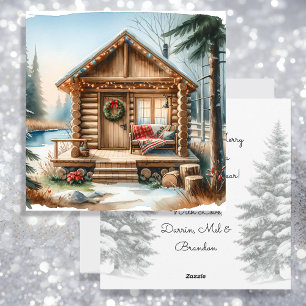 Cartes Pour Fêtes Annuelles Minuscule Cabine de journaux dans les Bois d'hiver