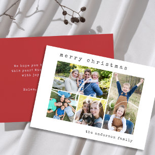 Cartes Pour Fêtes Annuelles Minuscule élégant 4 Photo de famille Noël