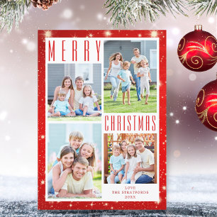 Cartes Pour Fêtes Annuelles Minuscule MERRY CHRISTMAS Photo Collage Lumières r