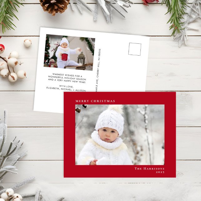 Cartes Pour Fêtes Annuelles Minuscule moderne Joyeux Noël photo rouge (Créateur téléchargé)