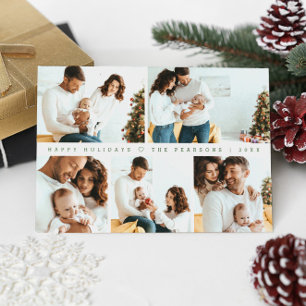 Cartes Pour Fêtes Annuelles Minuscule Noël moderne Famille Photoshoot Vert