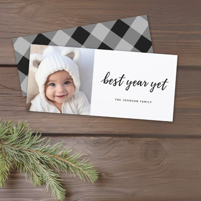 Cartes Pour Fêtes Annuelles Minuscule photo meilleure année mais Noël moderne (Add 1 photo to this minimal design Christmas card.)