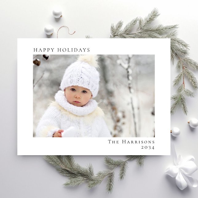 Cartes Pour Fêtes Annuelles Minuscule photo moderne de Noël Joyeux (Share the love and warmth of the season with your personalized photo Christmas card)