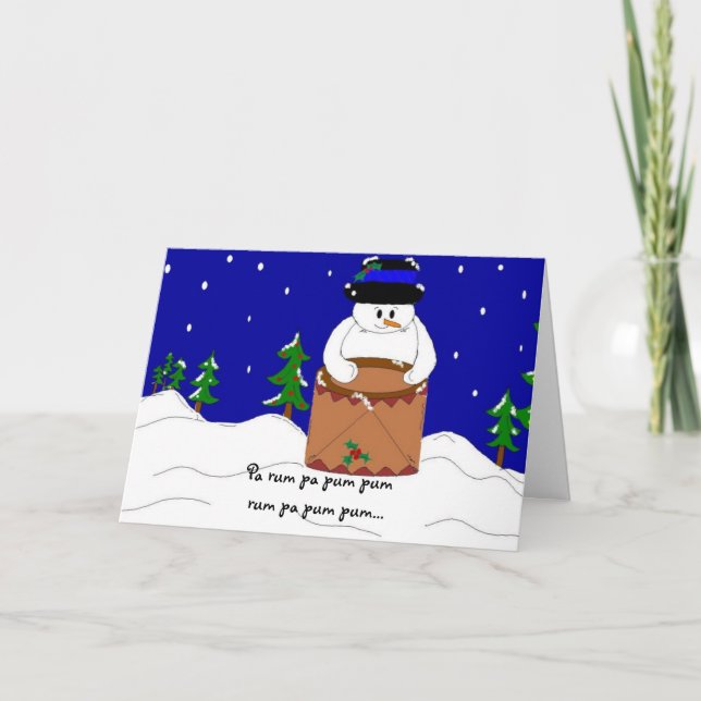 Cartes Pour Fêtes Annuelles Mise en tambour du bonhomme de neige (Devant)