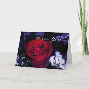 Cartes Pour Fêtes Annuelles Miss You ! - Belle Rose rouge avec une citation ro
