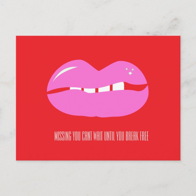 Cartes Pour Fêtes Annuelles Miss You Pink Lips Prison longue distance (Devant)