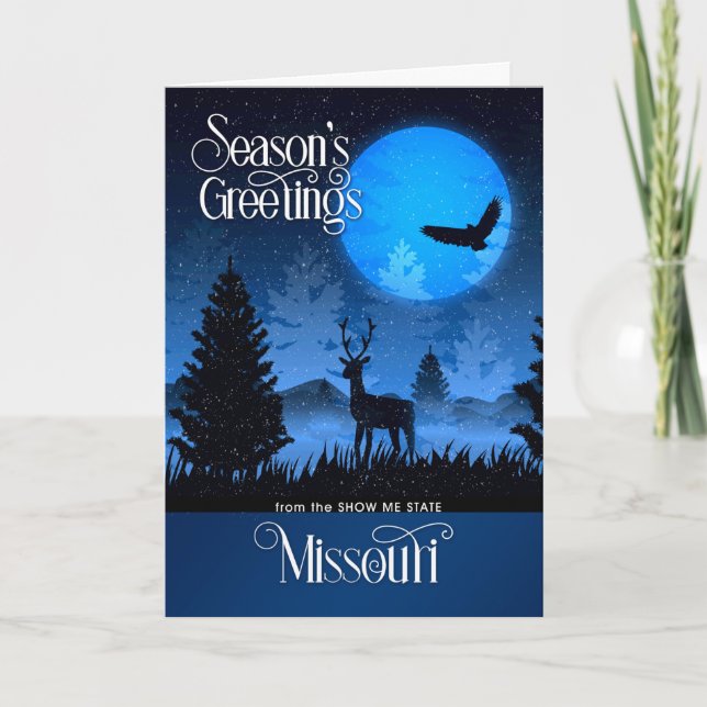 Cartes Pour Fêtes Annuelles Missouri Le Show Me State Woodland Deer (Devant)