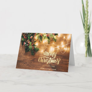 Cartes Pour Fêtes Annuelles Mistletoe, Éclairage à cordes, Noël en bois