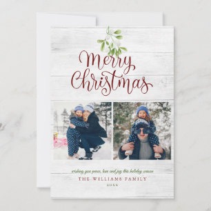 Cartes Pour Fêtes Annuelles Mistletoe Joyeux Noël 3 Photo Bois rustique