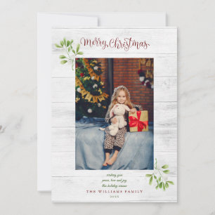 Cartes Pour Fêtes Annuelles Mistletoe Joyeux Noël Rustique Photo en bois