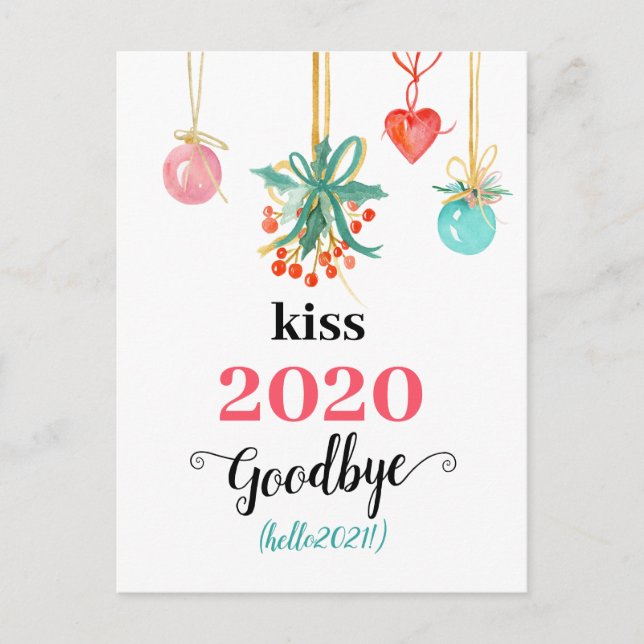 Cartes Pour Fêtes Annuelles Mistletoe Kiss adieu à 2020 Do-over Funny Red (Devant)