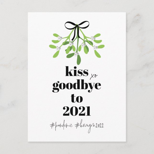 Cartes Pour Fêtes Annuelles Mistletoe Kiss Adieu à 2021 Do-Over Funny Humour (Devant)
