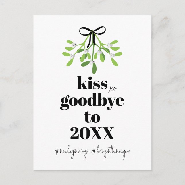 Cartes Pour Fêtes Annuelles Mistletoe Kiss Adieu Do Over Funny Holiday Post (Devant)