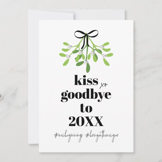 Cartes Pour Fêtes Annuelles Mistletoe Kiss Adieu Do Over Funny Humour (Devant)
