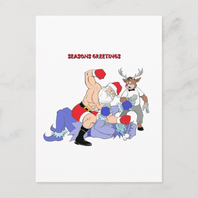 Cartes Pour Fêtes Annuelles MIXED MARTIAL ART Père Noël Vs Jack Frost (Devant)