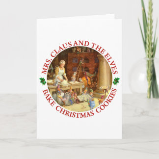 Cartes Pour Fêtes Annuelles Mme Claus et Père Noël Elfes Cuisiner des cookies 