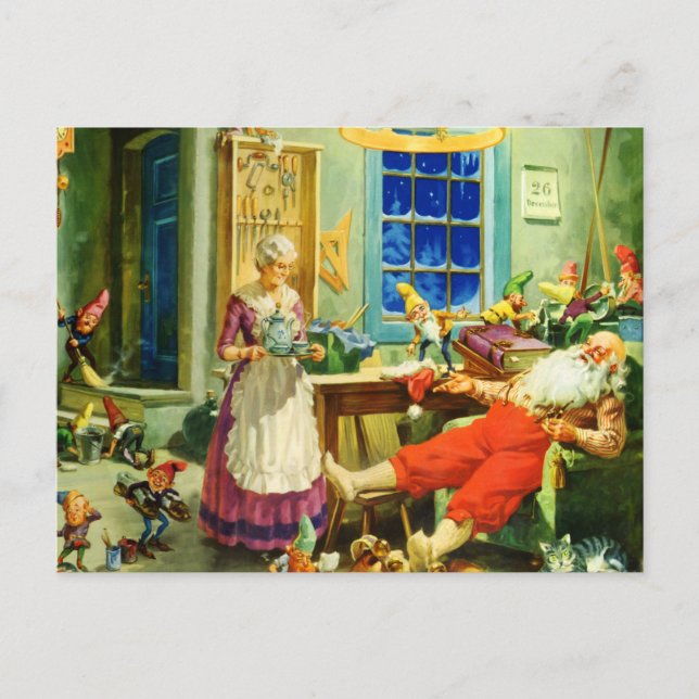 Cartes Pour Fêtes Annuelles Mme Claus et Père Noël le soir de Noël (Devant)
