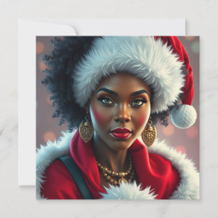 Cartes Pour Fêtes Annuelles Mme Claus noire Mélanine Santa Sista Noël