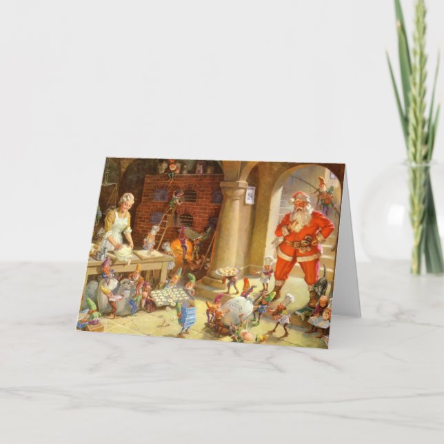 Cartes Pour Fêtes Annuelles Mme Claus & Santas Elves cuire des cookies de Noël (Devant)