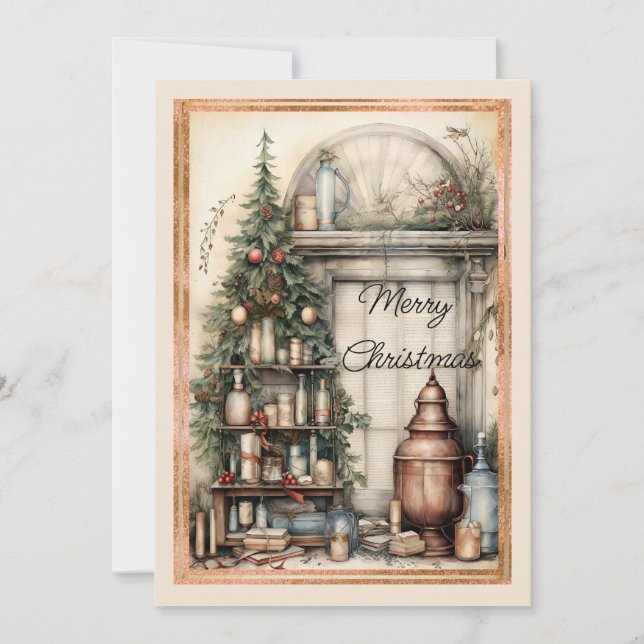 Cartes Pour Fêtes Annuelles Mobilier de maison victorienne Arbre de Noël (Devant)