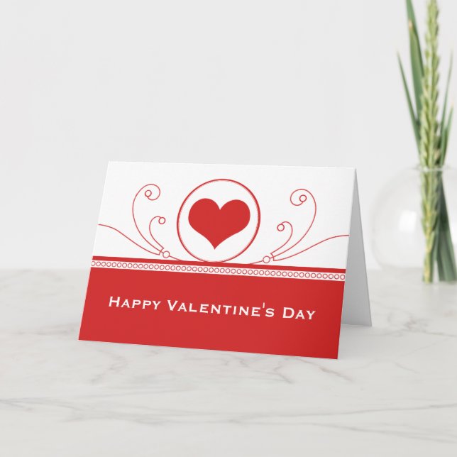 Cartes Pour Fêtes Annuelles Mod Heart Swirls Valentine's Day Card, Rouge (Devant)