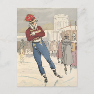 Cartes Pour Fêtes Annuelles Mode de patinage parisien vintage 1898
