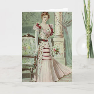Cartes Pour Fêtes Annuelles Mode française de Dame-Cru victorien - robe rose