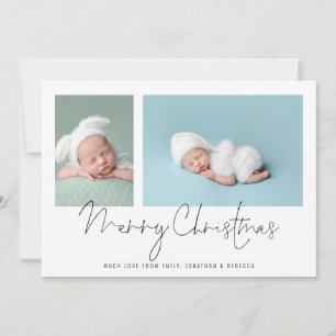 Cartes Pour Fêtes Annuelles Modern 2 Photo Collage Baby First Christmas