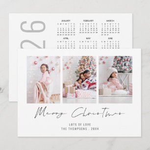 Cartes Pour Fêtes Annuelles Modern 3 Photo 2026 Calendrier Joyeux Noël