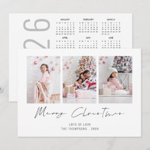 Cartes Pour Fêtes Annuelles Modern 3 Photo 2026 Calendrier Joyeux Noël