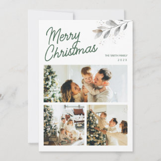 Cartes Pour Fêtes Annuelles Modern 3 Photos Simple Christmas Greeting Holiday