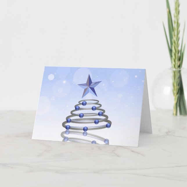 Cartes Pour Fêtes Annuelles Modern 3D Chrome Christmas Tree (Devant)
